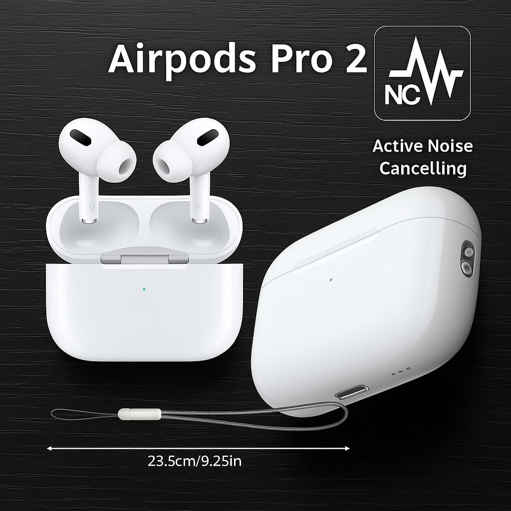 “Apple AirPods Pro (2nd Generation) with MagSafe Charging Case – Wireless Bluetooth Earbuds, Noise Cancelling, Transparency Mode, Spatial Audio”